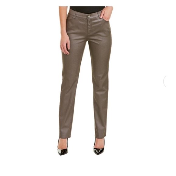 Lafayette 148 Metallic Brown Straight-Leg Thompson Pants Womens Size 14 - Picture 1 of 10